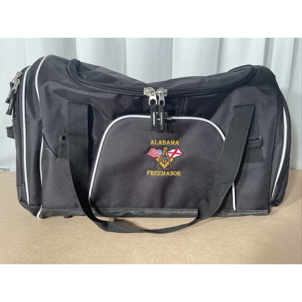 Alabama Freemason Embroidered Large Duffle Bag•3 Outside Pockets•Zippered